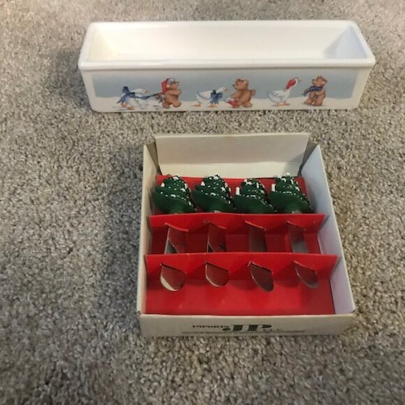 House of Lloyd Ceramic Quacker Cracker Christmas Tray & 4 Tree Spreaders - Picture 1 of 4